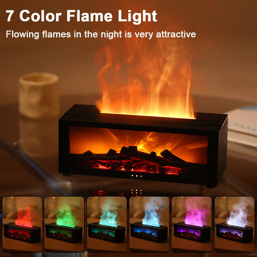 3D Flame Aromatherapy Diffuser & Humidifier – Colorful Essential Oil Diffuser with Large Fog Volume, Mood Lights & Auto Shut-Off for Home