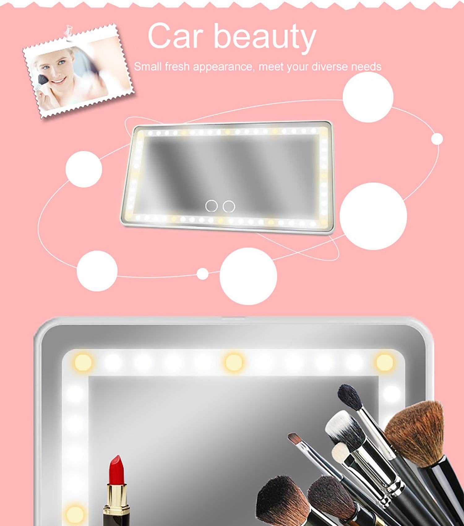 Universal Car Sun Visor Mirror LED Makeup Mirror Touch Makeup Mirror