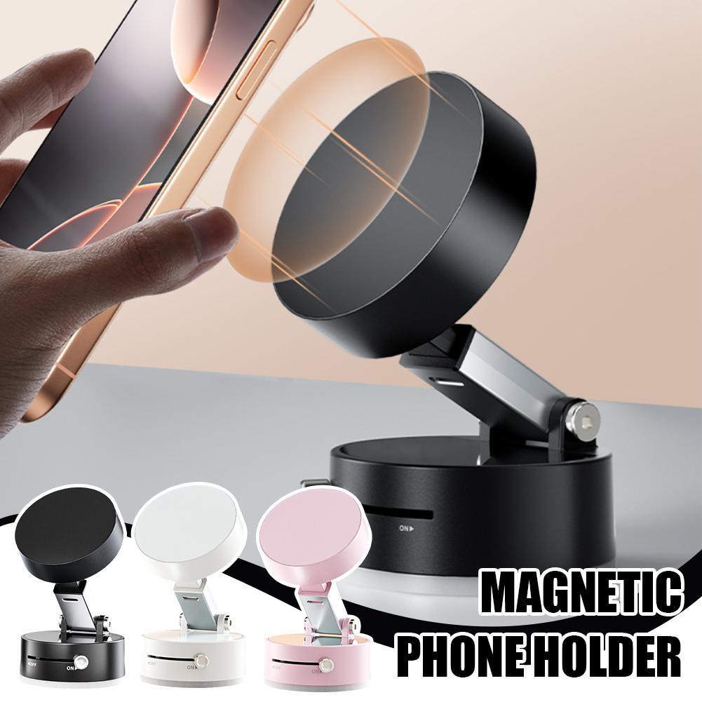 Foldable Magnetic Car Phone Holder | Strong Suction Cup Hands-Free Phone Mount for Navigation & Driving