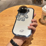Glitter Astronaut iPhone Case with Invisible Stand – Plating Soft TPU Cover | Shockproof | For iPhone 11–14 Pro Max