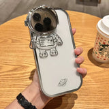 Glitter Astronaut iPhone Case with Invisible Stand – Plating Soft TPU Cover | Shockproof | For iPhone 11–14 Pro Max